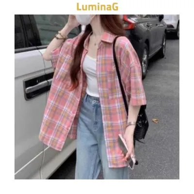 셔츠 여성 체크 루즈핏 출근 데일리 상의 외출 코디 레이어드용