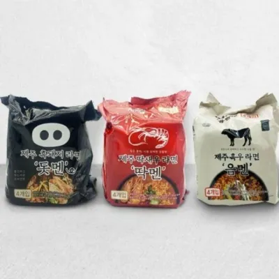 제주 봉지 라면 4종 딱멘 돗멘 음멘 1봉4개입