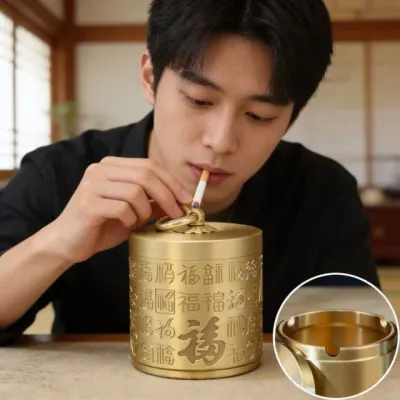 황동 재떨이 뚜껑형 담배 재털이 흡연실 거실 사무실 복자 인테리어 소품