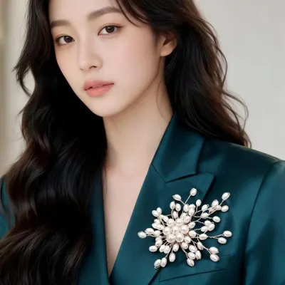 플라워 브로치 꽃모양 진주 여성 정장 코트 니트 가디건 장식 핀 액세서리