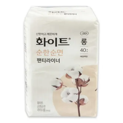 화이트 순한순면 팬티라이너 롱 40개입 생리대 -D