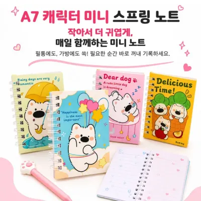 A7 캐릭터 미니 스프링 노트 휴대용 포켓 메모 수첩 줄노트