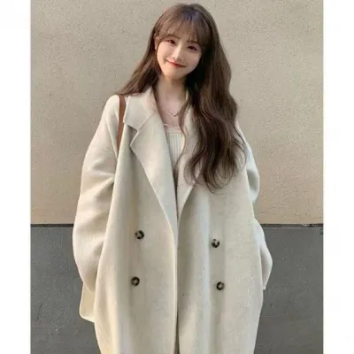 롱코트 여성 더블 단추 간절기 자켓 아우터