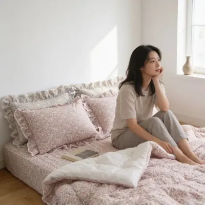 애슐리 광목 순면100 워싱 침대 이불 커버 패드 40수 거실 침실 인테리어