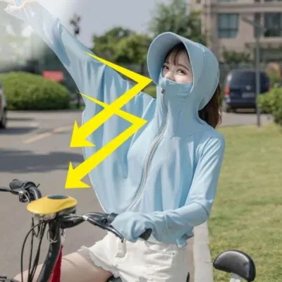 하늘색 후드집업 자외선차단 가리개 골프 여성 점퍼 쿨링 작업 썬캡