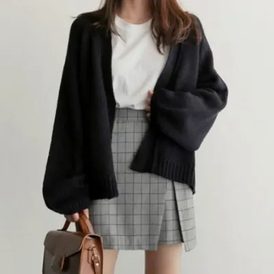 오버핏 오픈 니트가디건 기본 봄 외투 가디건 데일리룩 하객룩