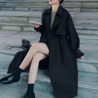 롱 트렌치 코트 가을 아우터 루즈핏 자켓 여성 기본 스타일