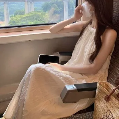 롱원피스 여성 홀터넥 나시 휴양지 비치웨어 여름 민소매 원피스