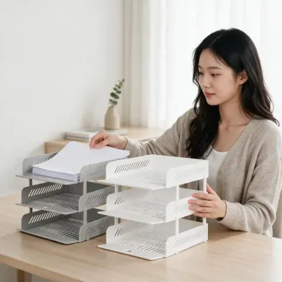 A4 서류트레이 3단 받침대 서류정리함 사무실 책상 데스크 용품 보관함 문서 정리대