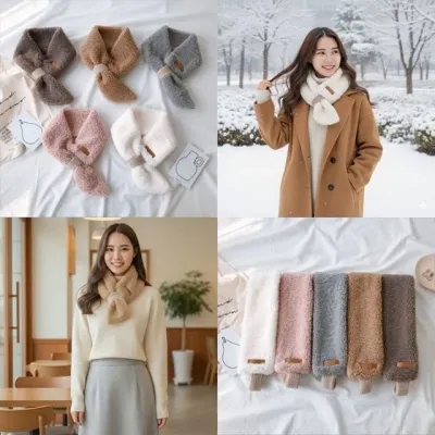(테디브라더)융털 뽀글이 머플러 겨울 따뜻한 니트 울 목도리 넥워머 남여공용 방한용품 데일리룩