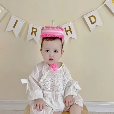 아기케이크모자 베이비ins 코리아 블로거는 귀여운 생일 케이크모자 사진 촬영 컨셉트 파티