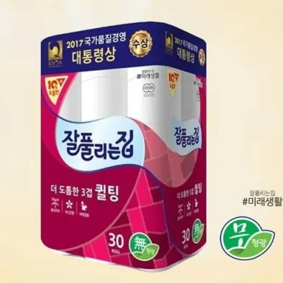 미래생활 잘풀리는집 더 도톰한 3겹 퀼팅 30롤 화장지 10프로 더 도톰한 휴지