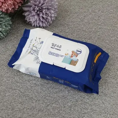 7단계정수과정 안심성분 물티슈 남색 100매 캡형