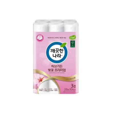 깨끗한나라 허브가든 벚꽃프리미엄 화장지 100프로 천연펄프 향긋 벚꽃향 피부자극테스트 인증 휴지 두루마