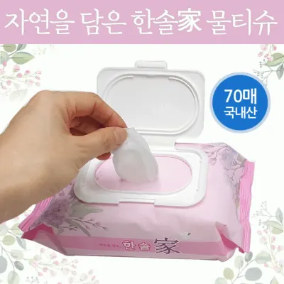 물티슈 [한솔가 물티슈] 순한물티슈/70매 캡형물티슈/고급물티슈/아기물티슈/티슈/두꺼운물티슈/화장지
