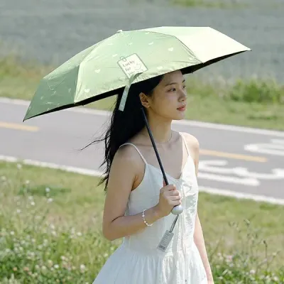 HICKIES UV암막 여름 데일리 자외선차단 그린티 3종 패턴 5단 초경량 양우산