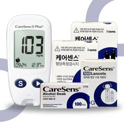 케어센스2 혈당측정기+시험지100매+침100개+솜100매