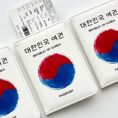 트렌디 심플 가죽 태극기 여권 케이스 FD-0678