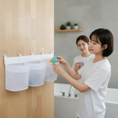 욕실 장난감 수납망 벽걸이 정리함