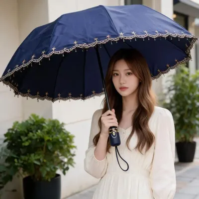 3단 접이식 양산 햇빛 가림 자외선 차단 우산 여름 여행 야외 활동 용품 네이비