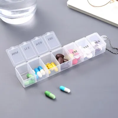 휴대용 요일 알약케이스 화이트(투명) 알약통 알약보관함