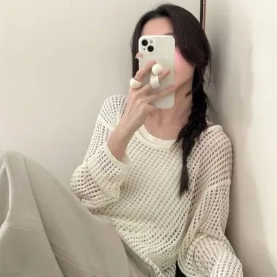 오버핏 레이어드 펀칭 그물 넷 니트 여름 넷니트 코드