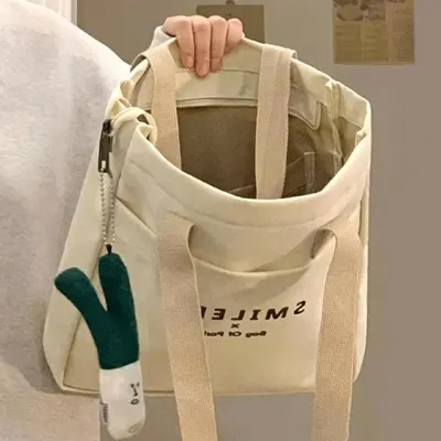 캔버스 가방 두꺼운 숄더백 여성 에코백 더블레이어