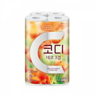 코디 3겹 데코 두루마리 화장지 휴지 12 롤 1팩