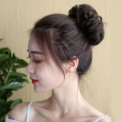 똥머리가발 3개입 다크브라운 당고머리밴드 똥머리묶기