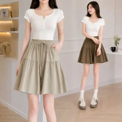 아이스 와이드핏 플레어 치마바 핏이쁜 여성 플레어 휴가룩 데일리룩 치마 반바지