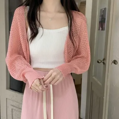 여자 가디건 메쉬 니트 시원한 볼레로 여름 여름 가디건 이너 여성 데일리