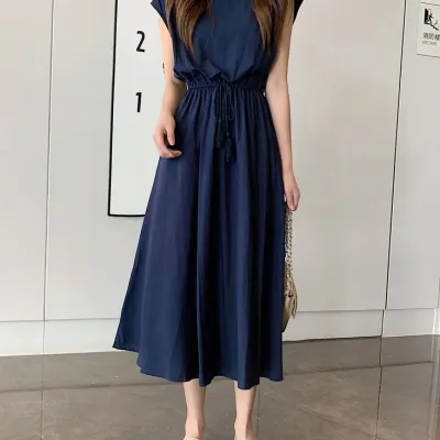 여성 여름 민소매 롱 원피스 치마