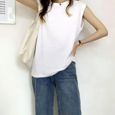 민소매티셔츠 라운드넥 여성 기본 무지 여름 2컬러