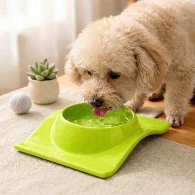 펫린 반려동물 식기 강아지 고양이 밥그릇 라임 그린