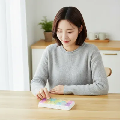 요일별 7일 분할 보관함 원터치 푸시 버튼 약통 영양제 휴대용 케이스 1세트