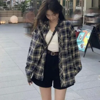 남방 긴팔 체크 셔츠 루즈핏 캐주얼 간절기용