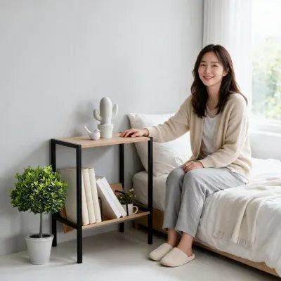 사이드협탁 미니침대 틈새선반 원목 철제 보조테이블 소파 옆 좁은공간