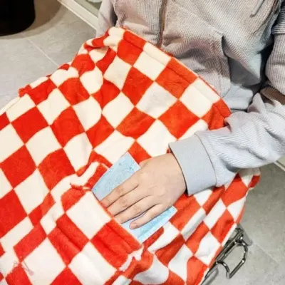 담요 주머니 블랭킷 중형 체크무늬 따뜻한 무릎담요 무릅 겨울 두꺼운