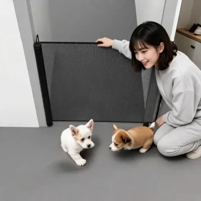 반려동물 안전문 메쉬 울타리 차단막 현관 복도 거실 게이트 슬라이딩 무타공 용품