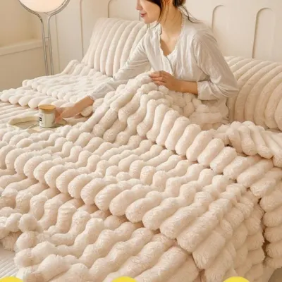부드러운 토끼털 융털 담요 이불 블랑켓 겨울 쇼파 두꺼운 극세사