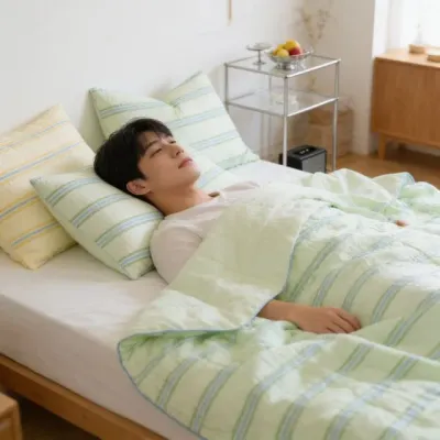 시어서커 차렵이불 순면 누빔 여름 침구 침실 인테리어 침대 패드 홑이불