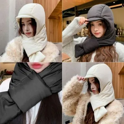 따뜻한 보온 목도리 모자 개미물류 패딩후드머플러 방한 일체형 페이크 겨울 바라클라바 세트형 넥워머