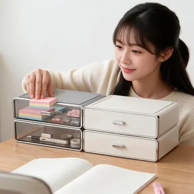 데스크 정리함 적층형 화장품 보관함 문구 수납함 홈카페 사무실 책상