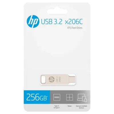 HP x206C OTG USB 3.2 Flash Drives 휴대용 저장장치 USB 메모리 드라이브 256GB