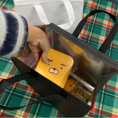 보온보냉 도시락 부직포 쇼핑백 가방 블랙 대