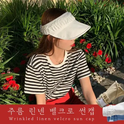 주름 린넨 벨크로 썬캡 5color / 찍찍이 여름모자