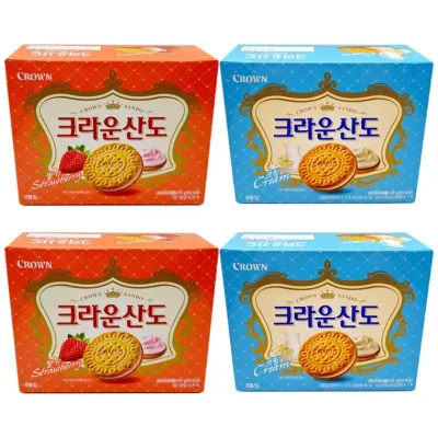 크라운제과 크라운산도 딸기 161g+크림 161g 각2개(총4개)