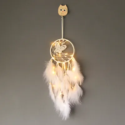 LED 버터플라이 깃털 드림캐처 진주 북유럽드림캐쳐