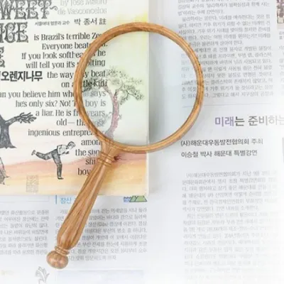 고급 우드 105mm 돋보기 휴대용 고배율 독서용 유리 확대경