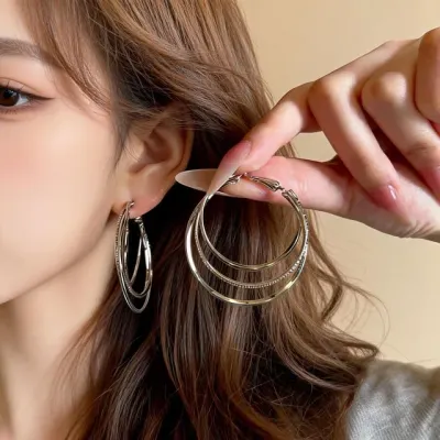 링 귀걸이 레이어드 원형 이어링 데일리룩 포인트 액세서리 주얼리 데이트